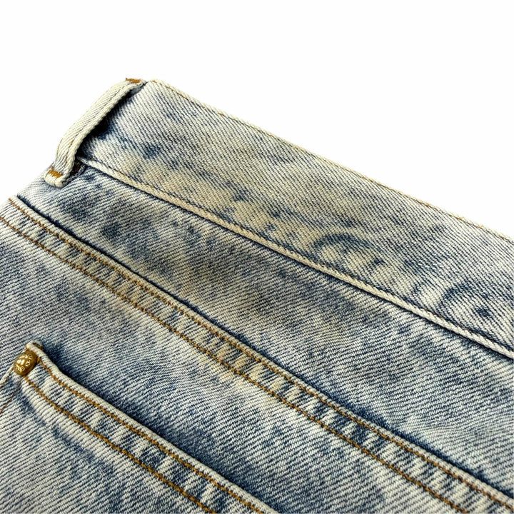 【ドンドン見直し】良品 ▼LOUIS VUITTON ルイヴィトン コットン レザーロゴパッチ デニムパンツ ブルー 32 イタリア製 正規品 メンズ