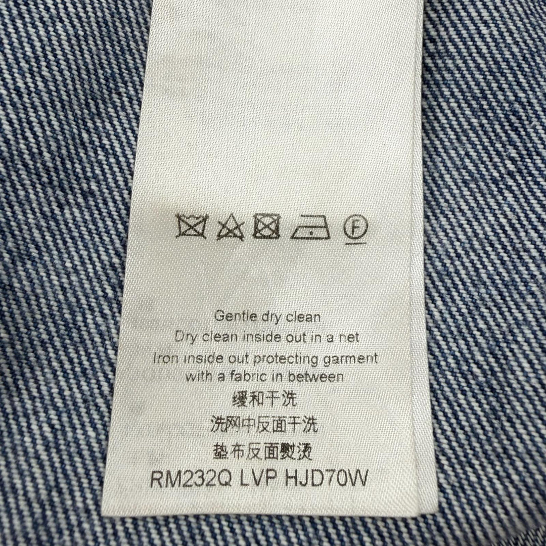 【ドンドン見直し】良品 ▼LOUIS VUITTON ルイヴィトン コットン レザーロゴパッチ デニムパンツ ブルー 32 イタリア製 正規品 メンズ