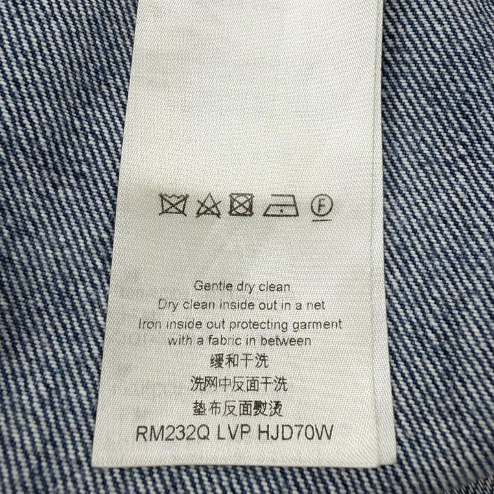 【ドンドン見直し】良品 ▼LOUIS VUITTON ルイヴィトン コットン レザーロゴパッチ デニムパンツ ブルー 32 イタリア製 正規品 メンズ