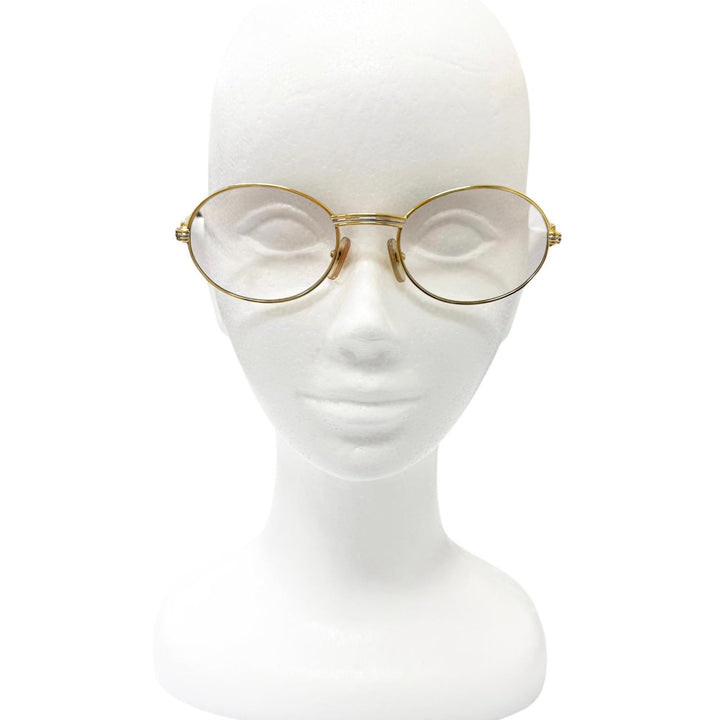 美品□Cartier カルティエ ヴィンテージ トリニティ オーバルフレーム メガネ 眼鏡 アイウェア ゴールド 51□20 度入り フランス製