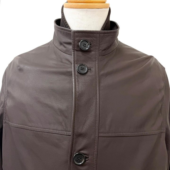 美品□Dunhill ダンヒル ムートンライナー付き スタンドカラー 3WAY ラムレザージャケット レザーコート ブラウン M 正規品 メンズ
