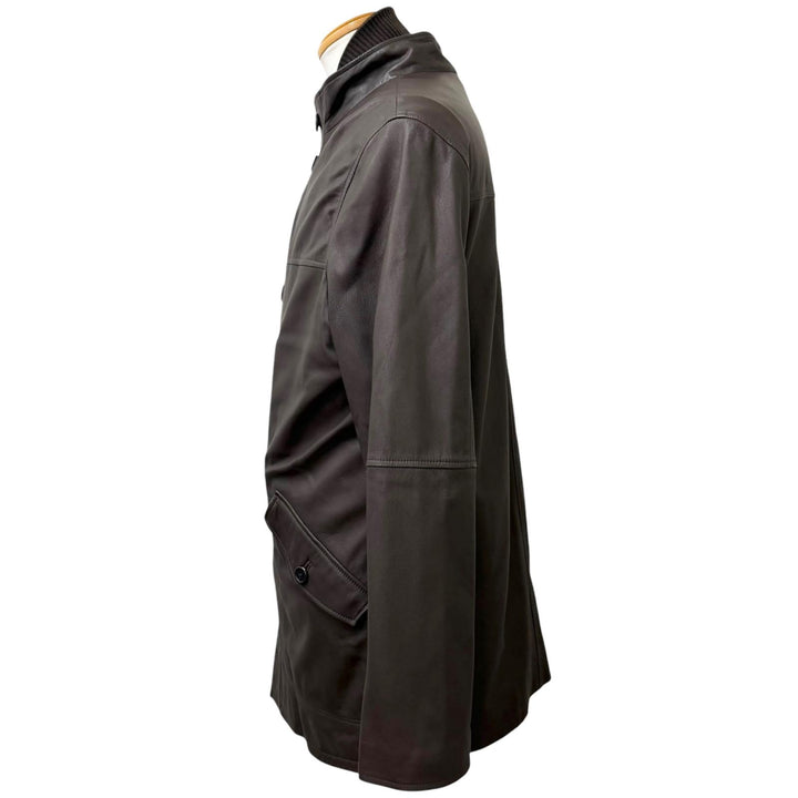 美品□Dunhill ダンヒル ムートンライナー付き スタンドカラー 3WAY ラムレザージャケット レザーコート ブラウン M 正規品 メンズ