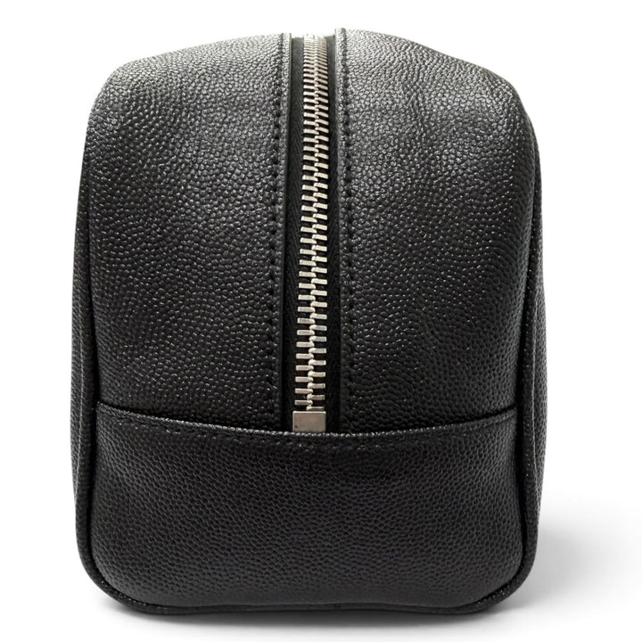 極美品□SAINT LAURENT PARIS サンローランパリ 609347 グレインカーフ ロゴ入り トラベルポーチ クラッチバッグ ブラック イタリア製