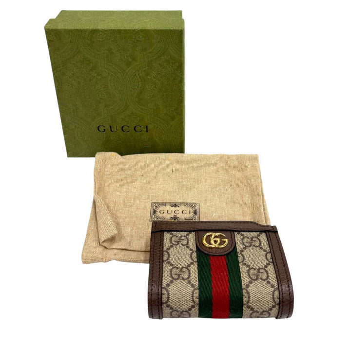 極美品★GUCCI グッチ 699530 GGマーモント オフィディア GGスプリーム キーフック付 コインケース ベージュ ブラウン 箱・保存袋付き