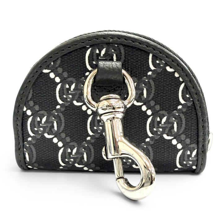 極美品△GUCCI グッチ 800144 GGシャドウ Air Pods Holder エアポッズケース イヤホンケース 半月型 ブラック系 シルバー金具 伊製 箱付