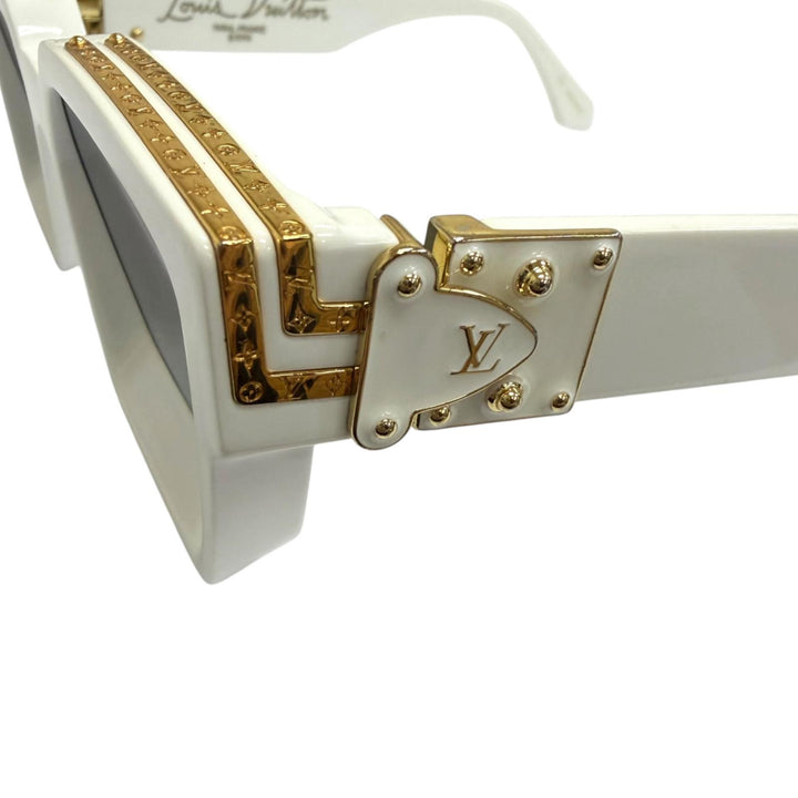 美品□LOUIS VUITTON ルイヴィトン 2021年製 Z1166E サングラス・1.1 ミリオネア ミラーレンズ ホワイト ゴールド 58□17-145 イタリア製