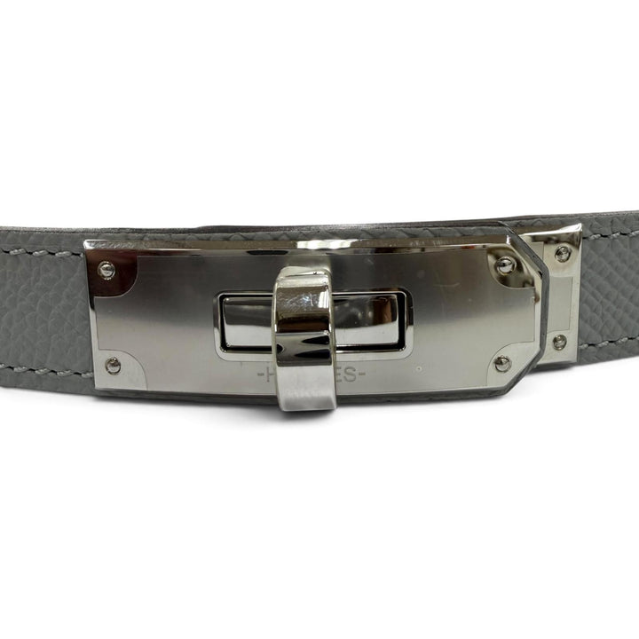 未使用品☆HERMES エルメス ケリー ベルト ヴォーエプソン ブルーグラシエ/ゴールド シルバー金具 ベルト B刻印 フランス製 箱・保存袋付