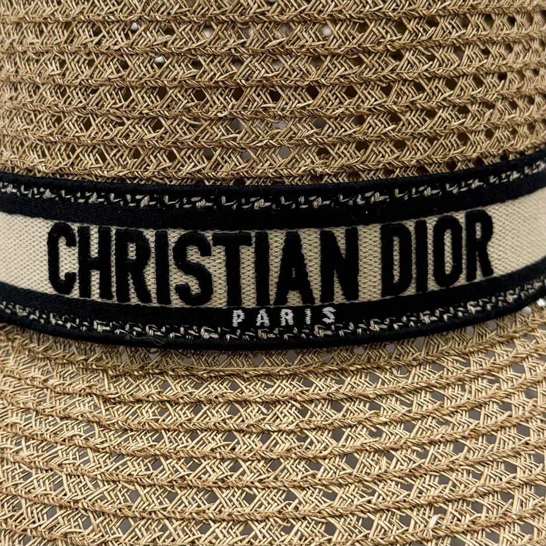 美品☆Christian Dior クリスチャンディオール 34DBP924G153 D-Bobby ワイドブリム ハット 現行品 ロゴ刺繍 57 正規品 定価135000円