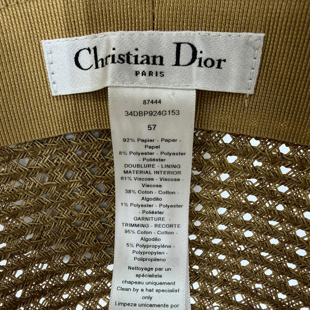 美品☆Christian Dior クリスチャンディオール 34DBP924G153 D-Bobby ワイドブリム ハット 現行品 ロゴ刺繍 57 正規品 定価135000円