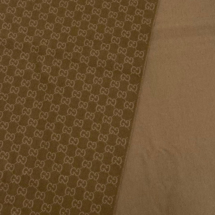 未使用品☆GUCCI グッチ 852038 ウール カシミヤ GG ジャカード ツートーン マフラー ベージュ 35×196cm 伊製 正規品 レディース メンズ