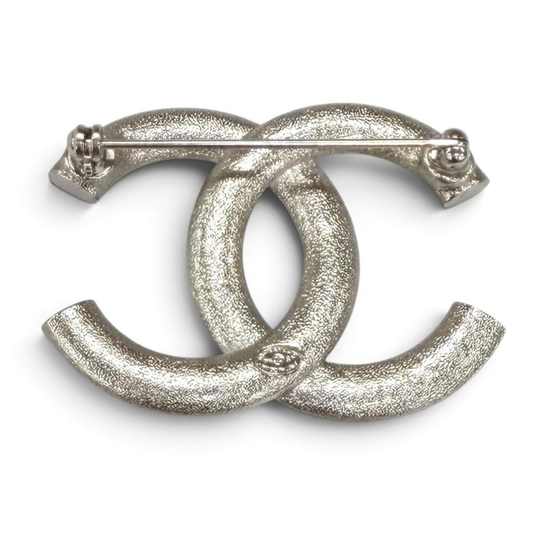 極美品★CHANEL シャネル B16S ココマーク ラインストーン アクセサリー ブローチ シルバー イタリア製 レディース