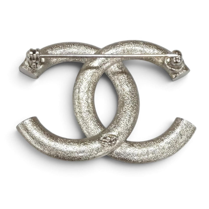 極美品★CHANEL シャネル B16S ココマーク ラインストーン アクセサリー ブローチ シルバー イタリア製 レディース