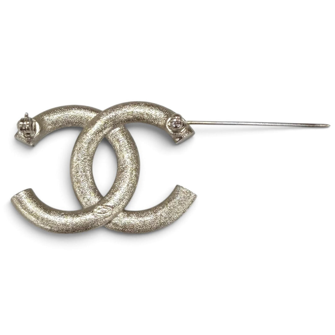 極美品★CHANEL シャネル B16S ココマーク ラインストーン アクセサリー ブローチ シルバー イタリア製 レディース