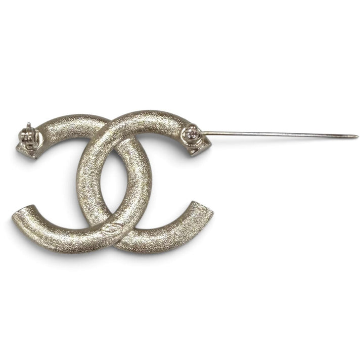 極美品★CHANEL シャネル B16S ココマーク ラインストーン アクセサリー ブローチ シルバー イタリア製 レディース