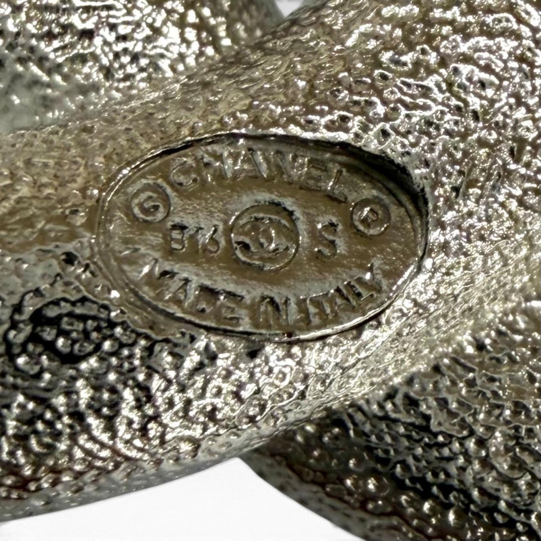 極美品★CHANEL シャネル B16S ココマーク ラインストーン アクセサリー ブローチ シルバー イタリア製 レディース