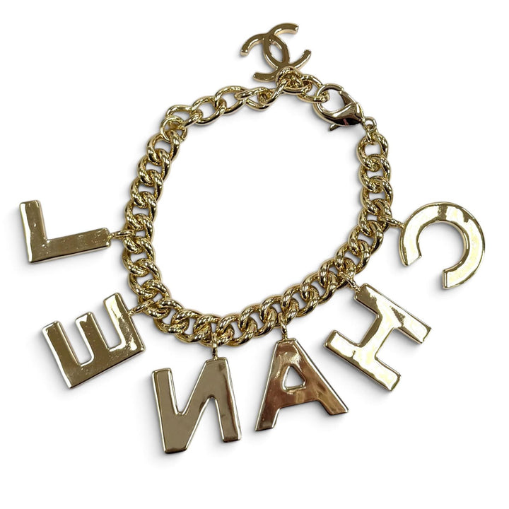 美品★CHANEL シャネル B22A AB8724 ロゴデザイン ココマーク チェーン ブレスレット アクセサリー ゴールド イタリア製 レディース