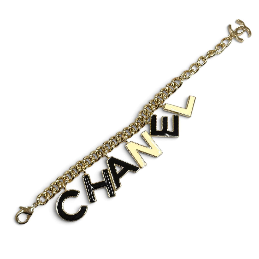 美品★CHANEL シャネル B22A AB8724 ロゴデザイン ココマーク チェーン ブレスレット アクセサリー ゴールド イタリア製 レディース