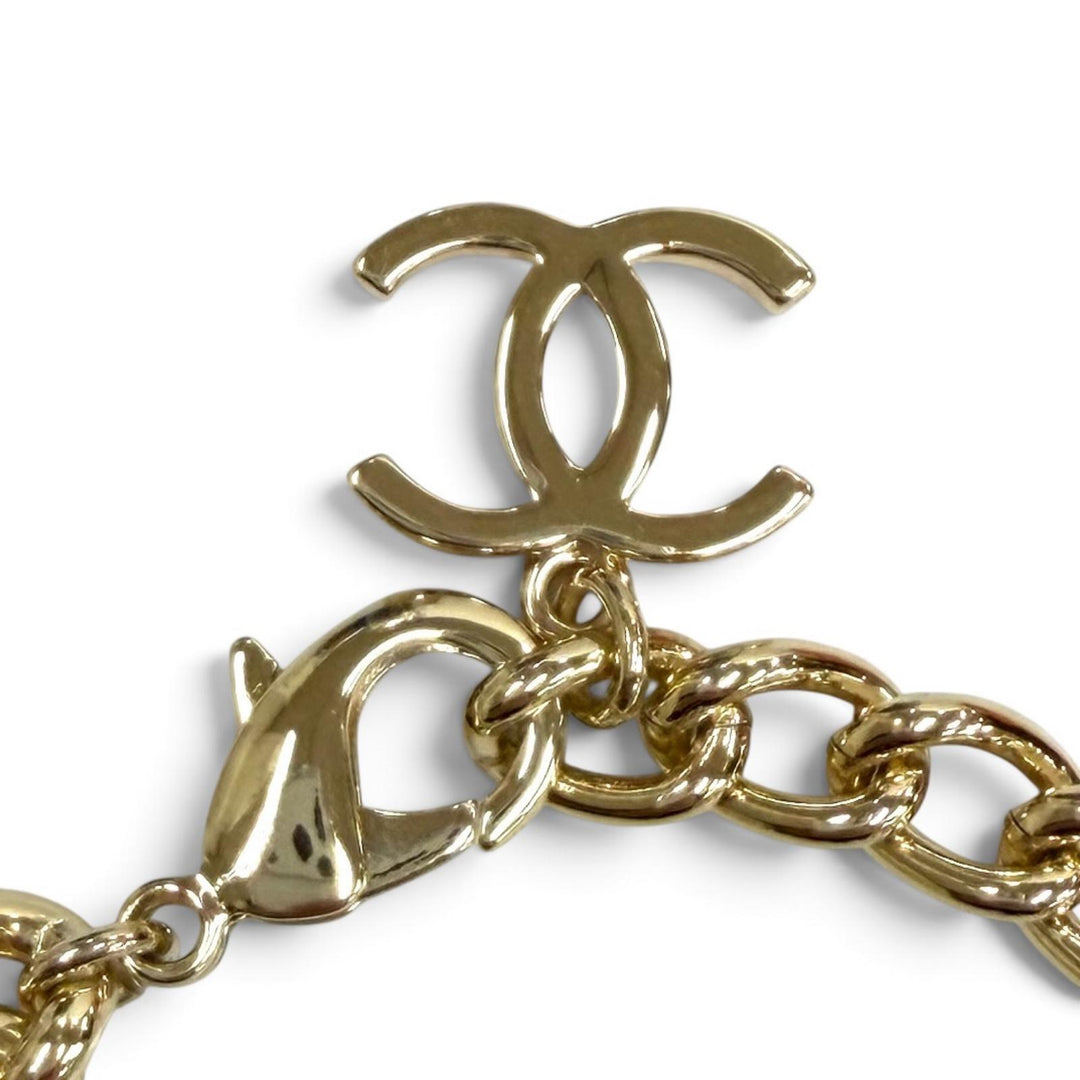 美品★CHANEL シャネル B22A AB8724 ロゴデザイン ココマーク チェーン ブレスレット アクセサリー ゴールド イタリア製 レディース