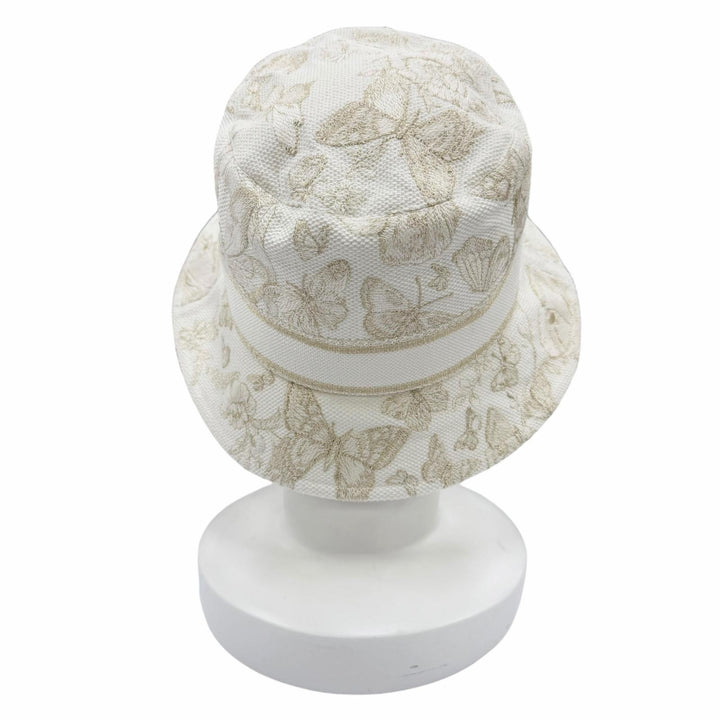 極美品☆Christian Dior クリスチャンディオール 41DTM923X131 トワル ドゥ ジュイ エンブロイダリー バケットハット ホワイト 57 正規品