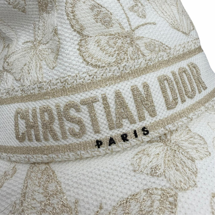 極美品☆Christian Dior クリスチャンディオール 41DTM923X131 トワル ドゥ ジュイ エンブロイダリー バケットハット ホワイト 57 正規品