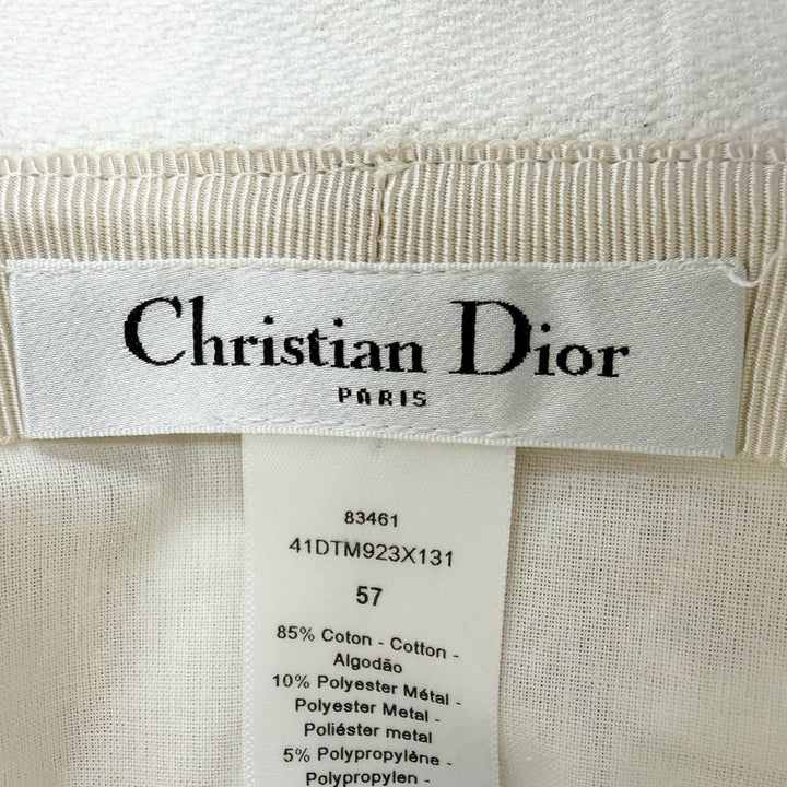 極美品☆Christian Dior クリスチャンディオール 41DTM923X131 トワル ドゥ ジュイ エンブロイダリー バケットハット ホワイト 57 正規品