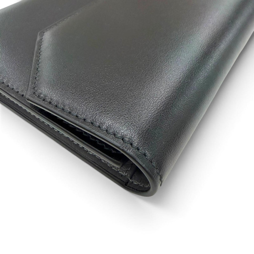 極美品▼BALENCIAGA バレンシアガ 743220 エンベロープ レザー ロングウォレット 長財布 ブラック ゴールド金具 メンズ 箱・保存袋付き