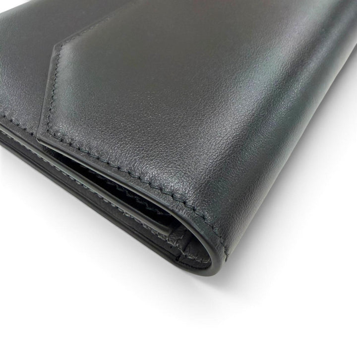 極美品▼BALENCIAGA バレンシアガ 743220 エンベロープ レザー ロングウォレット 長財布 ブラック ゴールド金具 メンズ 箱・保存袋付き