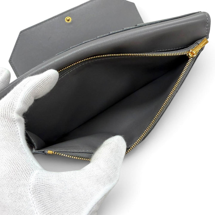極美品▼BALENCIAGA バレンシアガ 743220 エンベロープ レザー ロングウォレット 長財布 ブラック ゴールド金具 メンズ 箱・保存袋付き