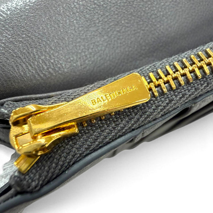 極美品▼BALENCIAGA バレンシアガ 743220 エンベロープ レザー ロングウォレット 長財布 ブラック ゴールド金具 メンズ 箱・保存袋付き
