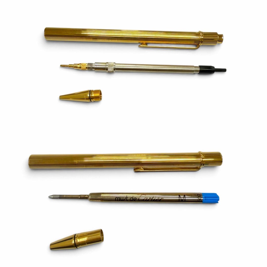 極美品▼Cartier カルティエ マストドゥ カルティエ ストライプ ボールペン シャープペンシル 2本セット ゴールド フランス製 筆記確認済