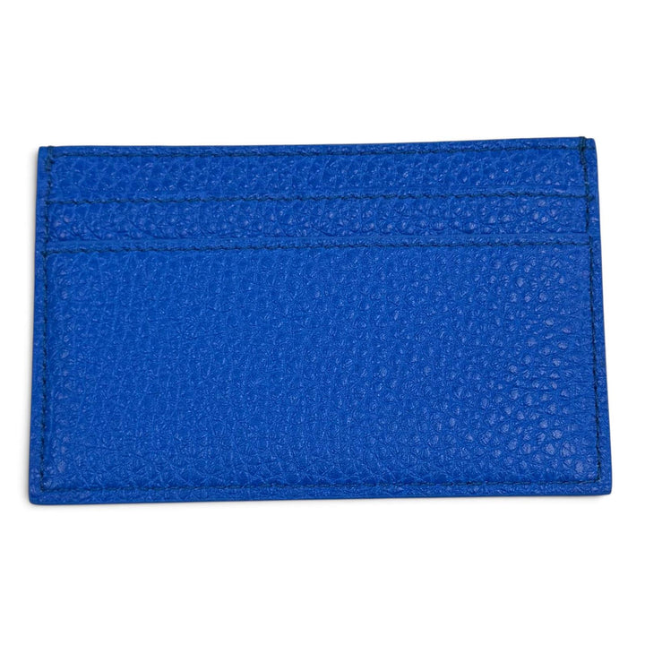 極美品★CELINE セリーヌ 10N763GTH ロゴ入り レザー カードホルダー カードケース ブルー イタリア製 レディース