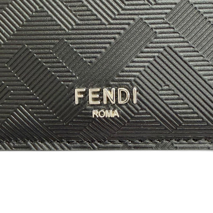 未使用△FENDI フェンディ 7M0169AJF4F19KP フェンディ シャドー カーフレザー ロゴ コンパクトウォレット 札入れ 二つ折り財布 ブラック