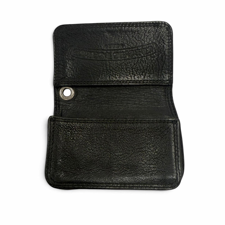 良品▼CHROME HEARTS クロムハーツ CARD CASE レザー 925 グロメット付き スクロールラベル 二つ折り 名刺入れ パスケース カードケース