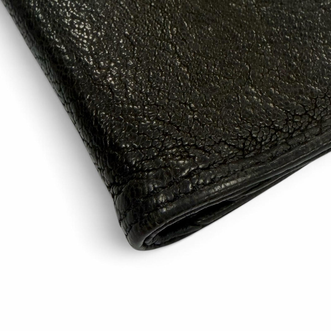 良品▼CHROME HEARTS クロムハーツ CARD CASE レザー 925 グロメット付き スクロールラベル 二つ折り 名刺入れ パスケース カードケース