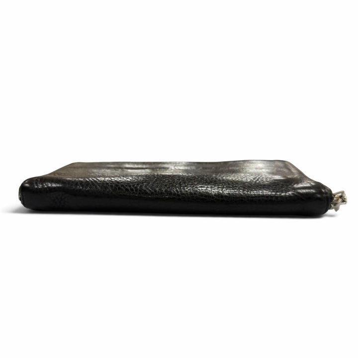 良品▼CHROME HEARTS クロムハーツ REC F ZIP PLANE レザー 925 プレーン ラウンドジップ ロングウォレット 長財布 ブラック シルバー