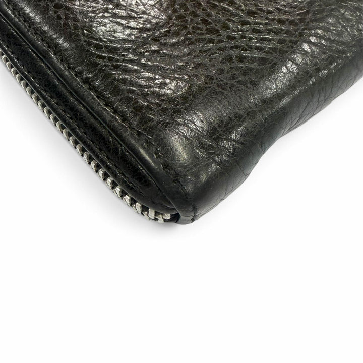 良品▼CHROME HEARTS クロムハーツ REC F ZIP PLANE レザー 925 プレーン ラウンドジップ ロングウォレット 長財布 ブラック シルバー