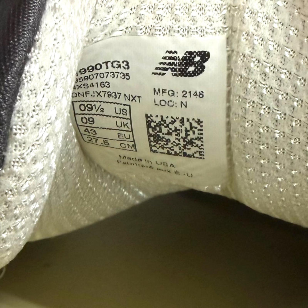 未使用品□NEW BALANCE ニューバランス M990TG3 メッシュ 異素材切替 レースアップ ローカットスニーカー グレー 27.5 USA製 メンズ