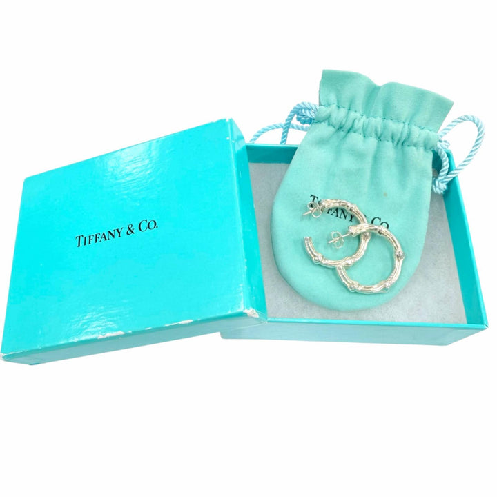 美品☆TIFFANY&amp;Co. ティファニー ヴィンテージ バンブー ピアス ラージ 925 アクセサリー シルバー 重量11.7g レディース 箱・保存袋付き