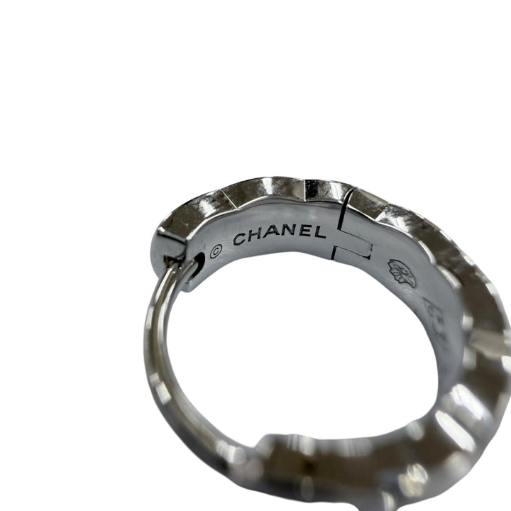 極美品☆CHANEL シャネル J12687 ココクラッシュコレクション シングルミニフープ AU750(WG) ピアス ホワイトゴールド 重量1.72g