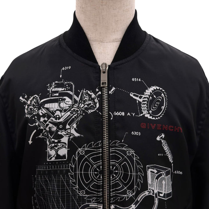 極美品●GIVENCHY ジバンシィ BM00PD13KP スケマティクス プリント ブルゾン ボンバー ジャケット 48 ポルトガル製 正規品 ハンガー付き