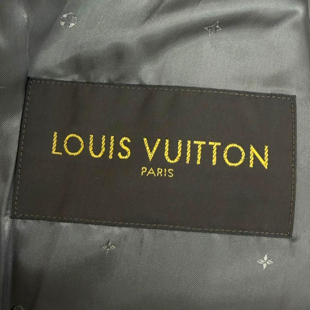 美品□LOUIS VUITTON Supreme LV Leather Baseball Jacket ヤギ革 モノグラム ボンバージャケット レッド ホワイト 54 イタリア製 正規品