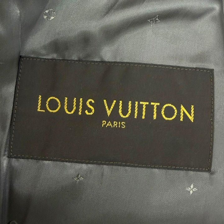 美品□LOUIS VUITTON Supreme LV Leather Baseball Jacket ヤギ革 モノグラム ボンバージャケット レッド ホワイト 54 イタリア製 正規品