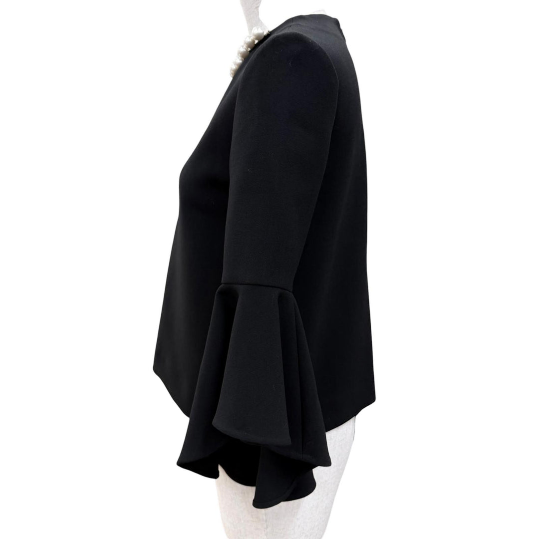 極美品☆YOKO CHAN ヨーコチャン YCB-319-153H フェイクパール付 ブラウス トップス ブラック 36 日本製 正規品 レディース