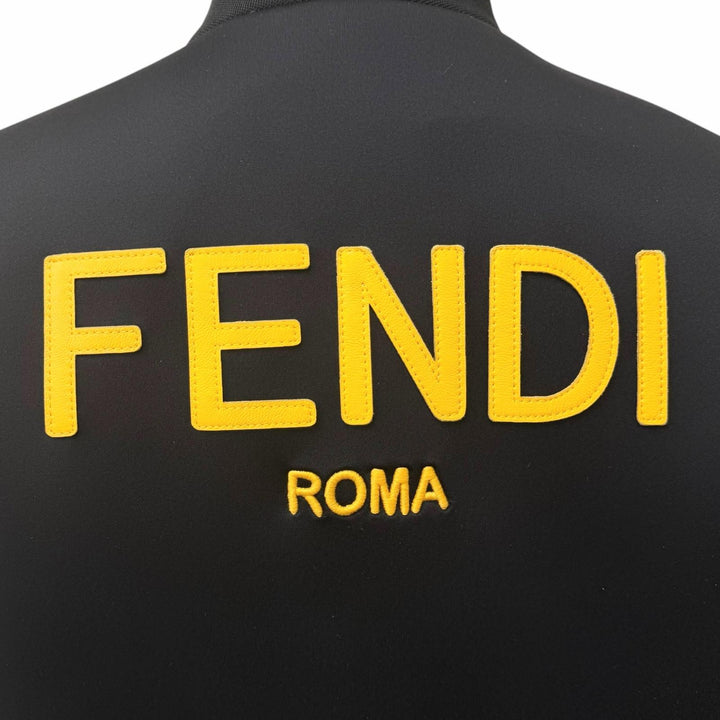 極美品□FENDI フェンディ FW0833 ボンディング地 バックロゴ ボンバージャケット ブルゾン ブラック 46 イタリア製 正規品 ハンガー付き