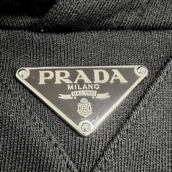 美品□PRADA プラダ 2023年製 UJL45B Re-Nylon トライアングルロゴ プルオーバーパーカー フーディー ブラック XL イタリア製 正規品