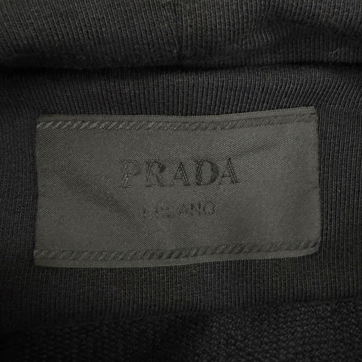 美品□PRADA プラダ 2023年製 UJL45B Re-Nylon トライアングルロゴ プルオーバーパーカー フーディー ブラック XL イタリア製 正規品
