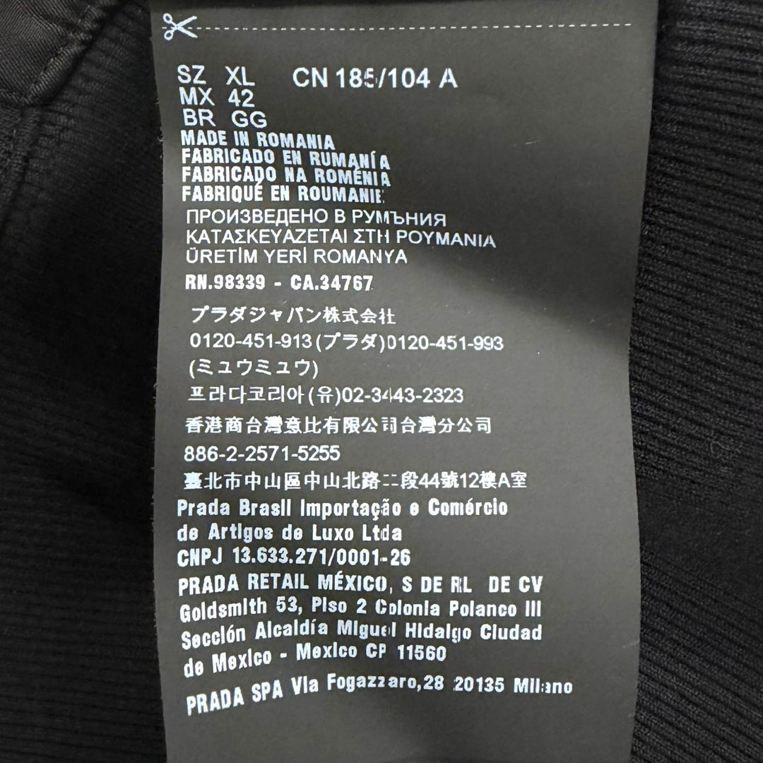 美品□PRADA プラダ 2023年製 UJL45B Re-Nylon トライアングルロゴ プルオーバーパーカー フーディー ブラック XL イタリア製 正規品