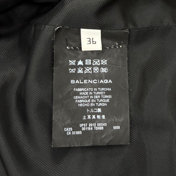 美品★BALENCIAGA バレンシアガ 301194 キルティングデザイン サイドレースアップ レザー ライダースジャケット ブラック 36 正規品