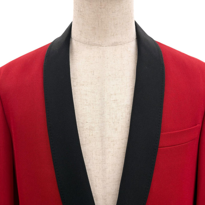 極美品●GUCCI グッチ 568655 ウール100% カラーブロック シングルブレスト テーラードジャケット レッド ブラック 44 伊製 正規品 メンズ