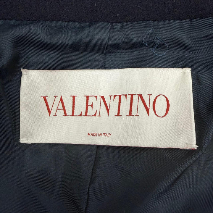 美品☆VALENTINO ヴァレンティノ 3B3CJ0UA6PJ バージンウール Vロゴ 金ボタン ダブルブレストコート ネイビー 38 伊製 正規品 レディース